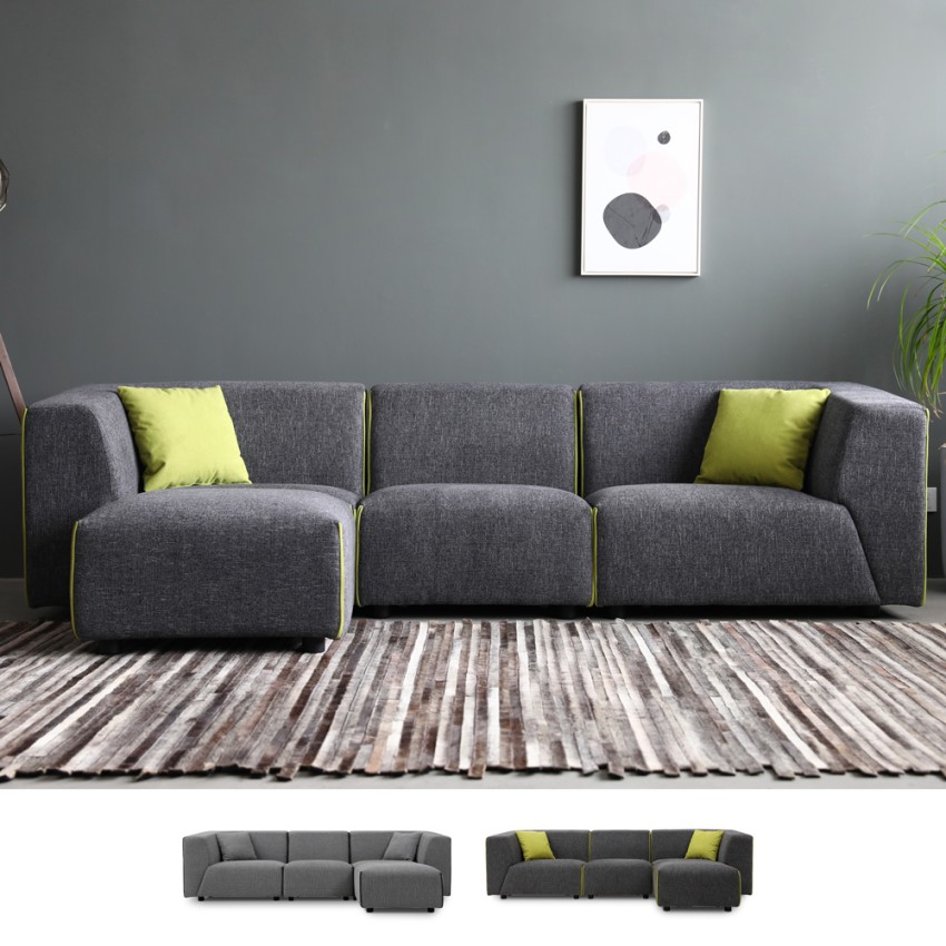 3-sitzer Modulares Sofa Aus Stoff Moderner Stil Mit Hocker Jantra